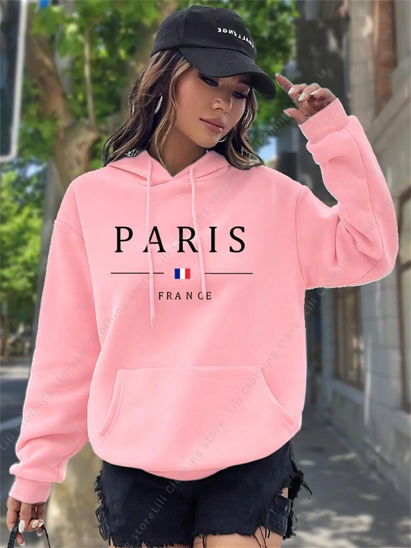 PARIS 그래픽 레터 후드티 여성용 후드 스웨트셔츠  - Winter Clothing Drawing 리뷰 및 가격